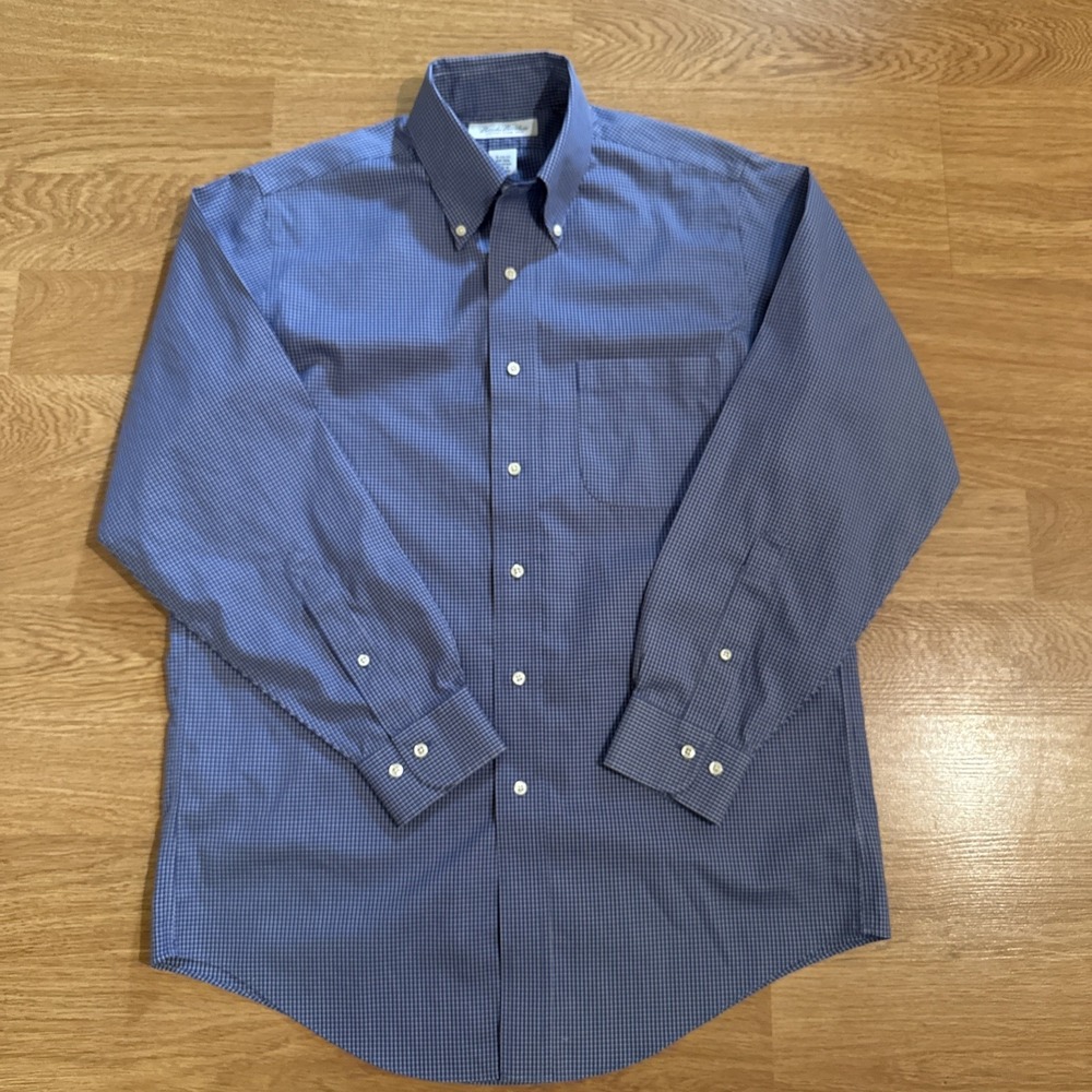 Brooks Brothers 1818 Dress Shirt Mens Size 15 - 32/33 Non-Iron Blue Plaid Preppy